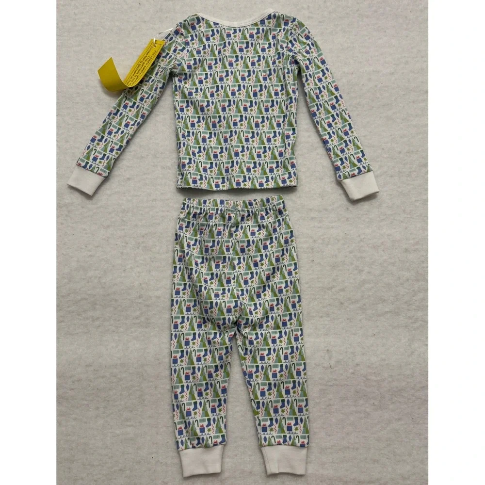 Lila and Hayes Kids Christmas Pajama Set‎ 100% Pima Cotton Blue Green 6-12M NWT
